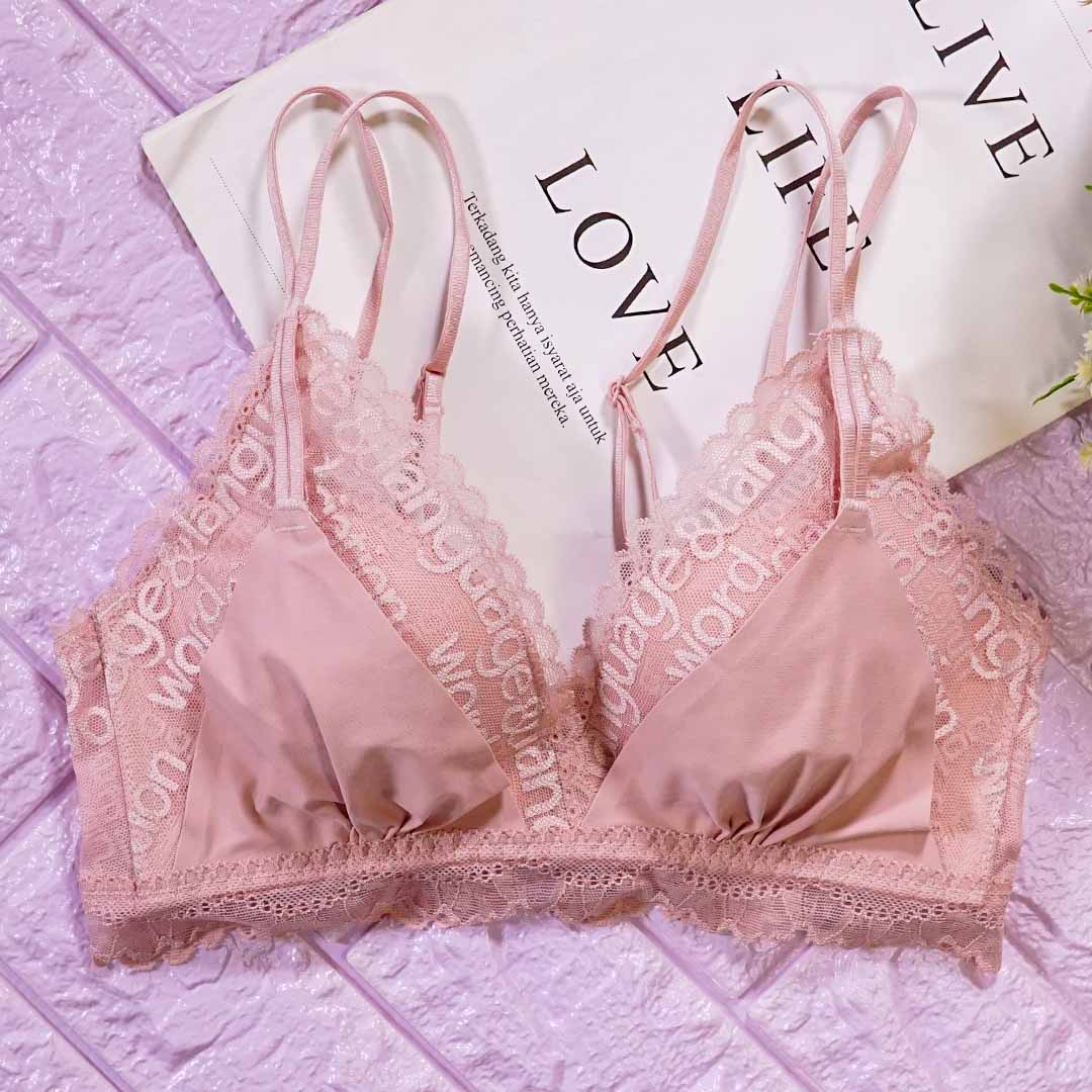 法式時尚蕾絲拼接可露肩帶性感靚靚無鋼圈內衣