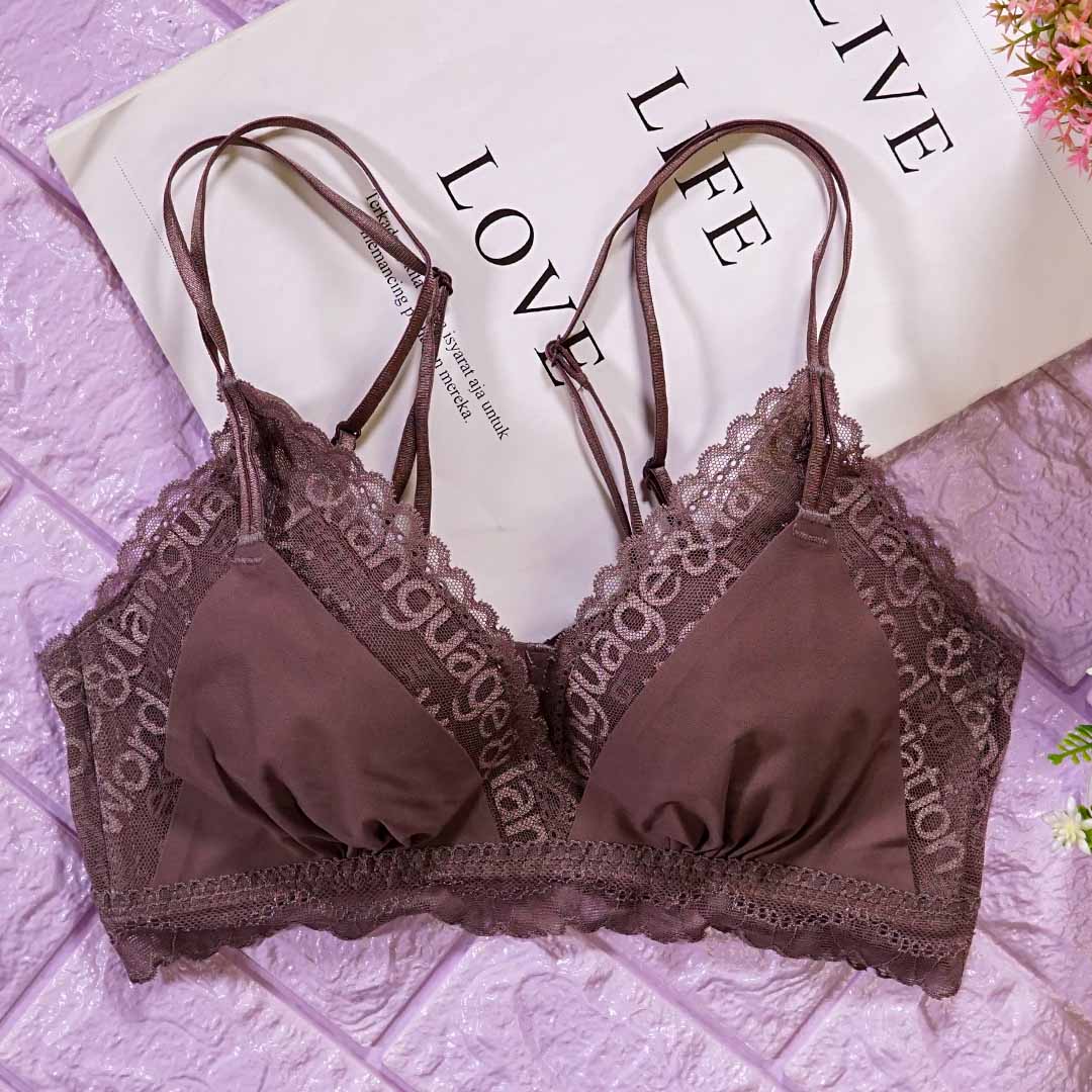 法式時尚蕾絲拼接可露肩帶性感靚靚無鋼圈內衣