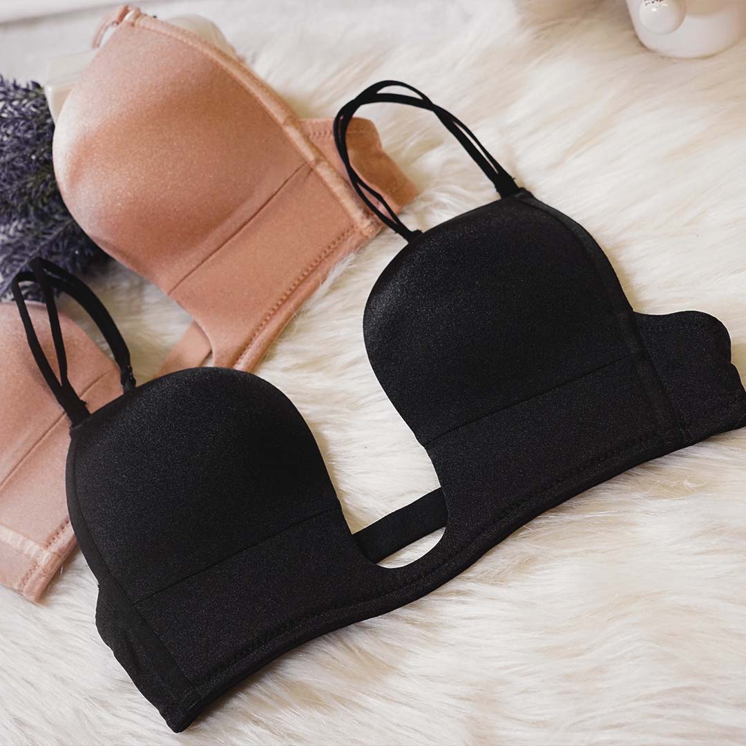 歐美U型性感深V無鋼圈薄款光面無痕低胸禮服隱形內衣