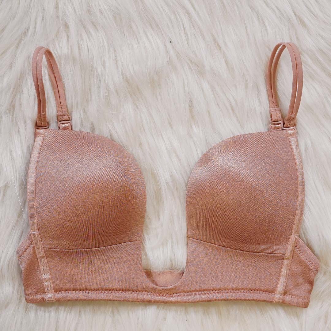 歐美U型性感深V無鋼圈薄款光面無痕低胸禮服隱形內衣