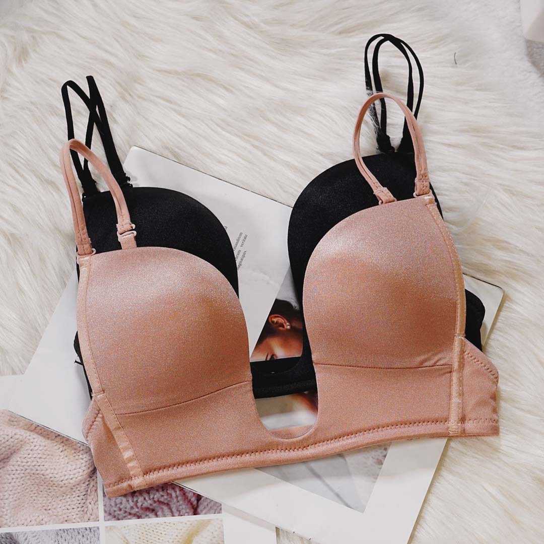 歐美U型性感深V無鋼圈薄款光面無痕低胸禮服隱形內衣