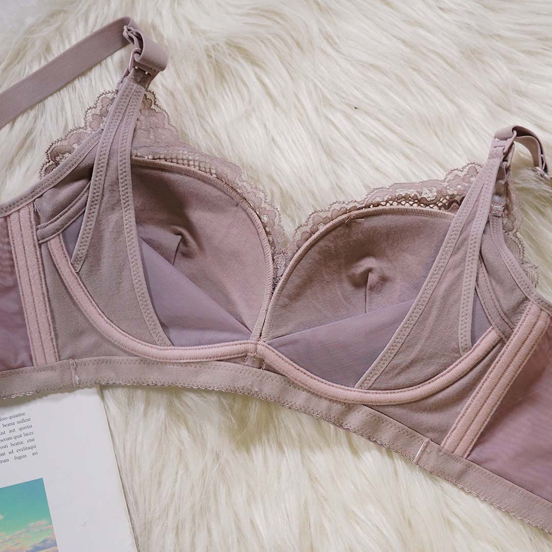 法式蕾絲薄杯無鋼圈喂哺內衣