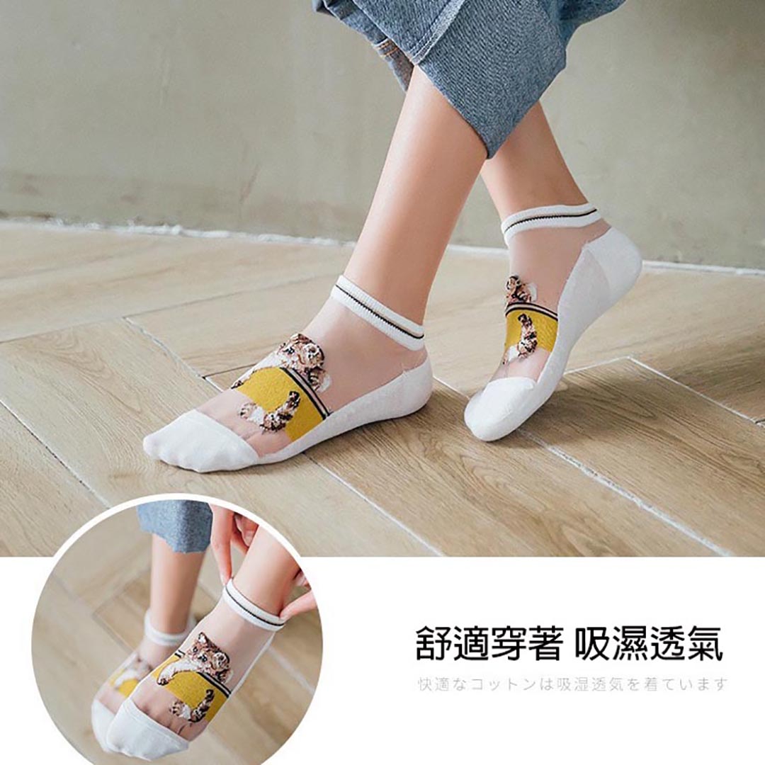 不脫線不硌腳貓貓棉底絲面襪