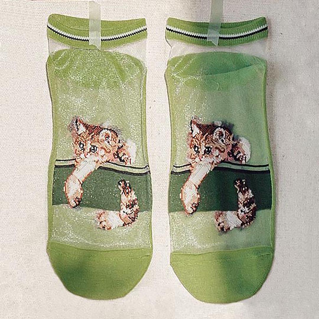 不脫線不硌腳貓貓棉底絲面襪