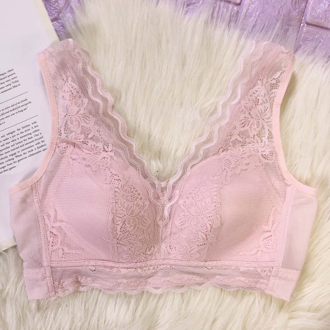 舒適超薄全罩杯大碼深V蕾絲無鋼圈內衣