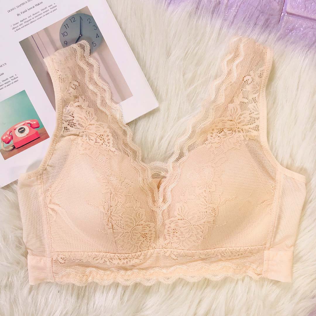 舒適超薄全罩杯大碼深V蕾絲無鋼圈內衣