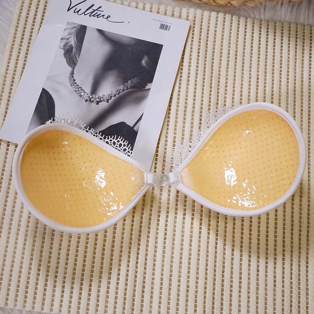 白色刺繡蕾絲聚攏隱形婚紗專用內衣