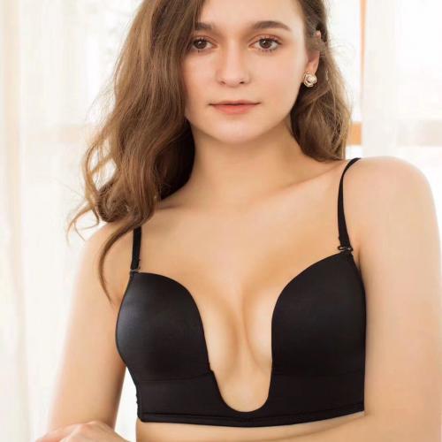 歐美U型性感深V無鋼圈薄款光面無痕低胸禮服隱形內衣