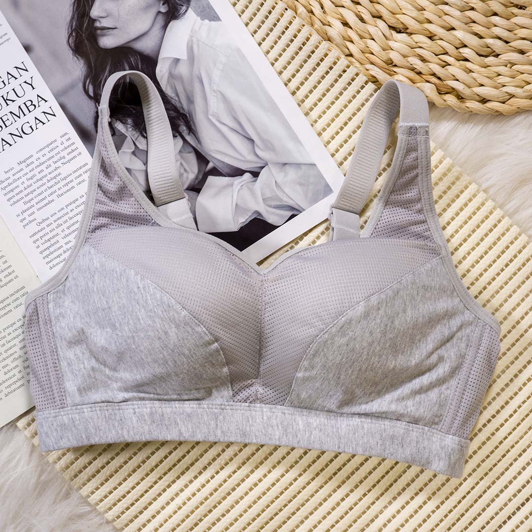 透氣網孔無鋼圈聚攏防震運動內衣