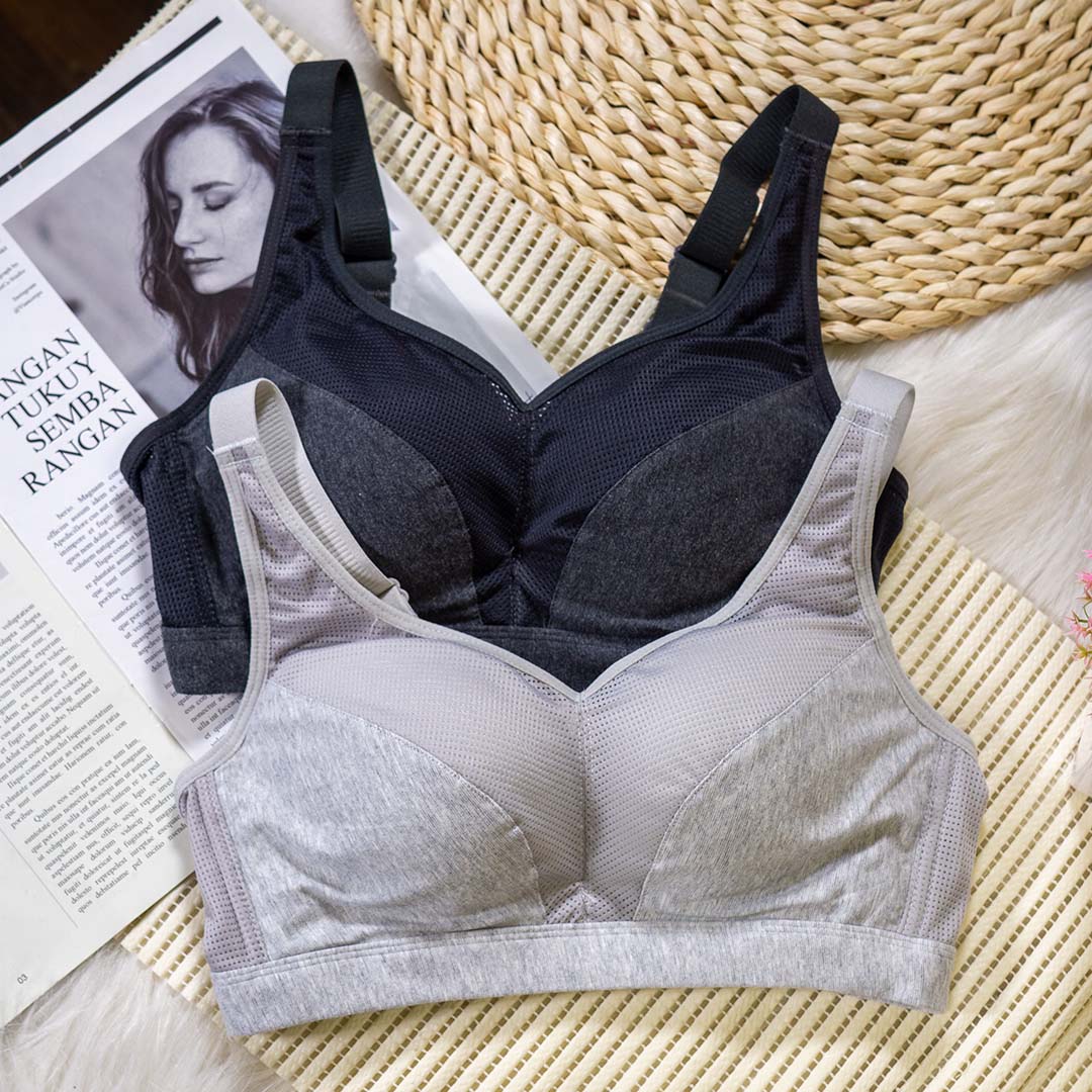 透氣網孔無鋼圈聚攏防震運動內衣