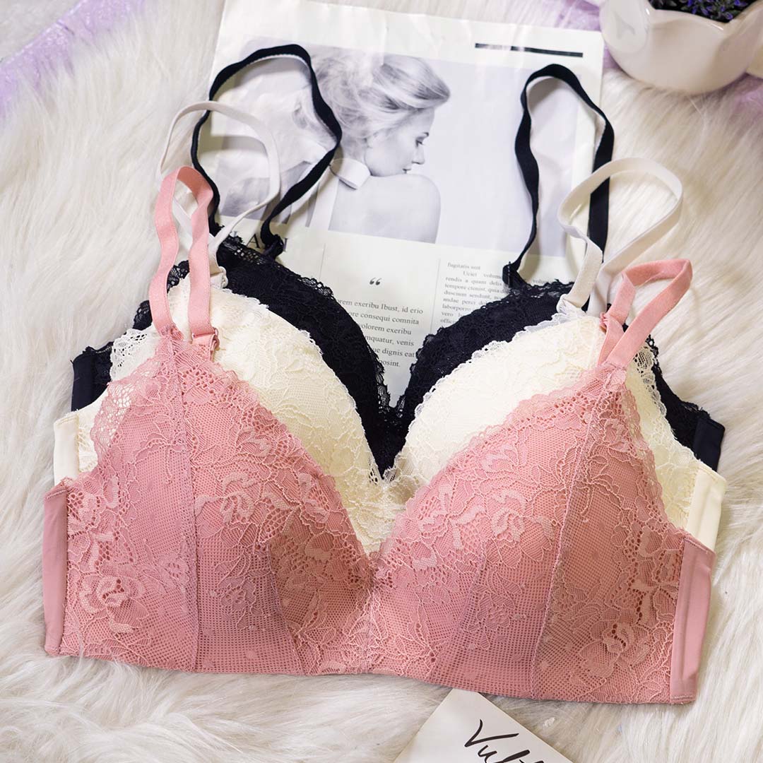 日系甜美可愛聚攏蕾絲無鋼圈內衣