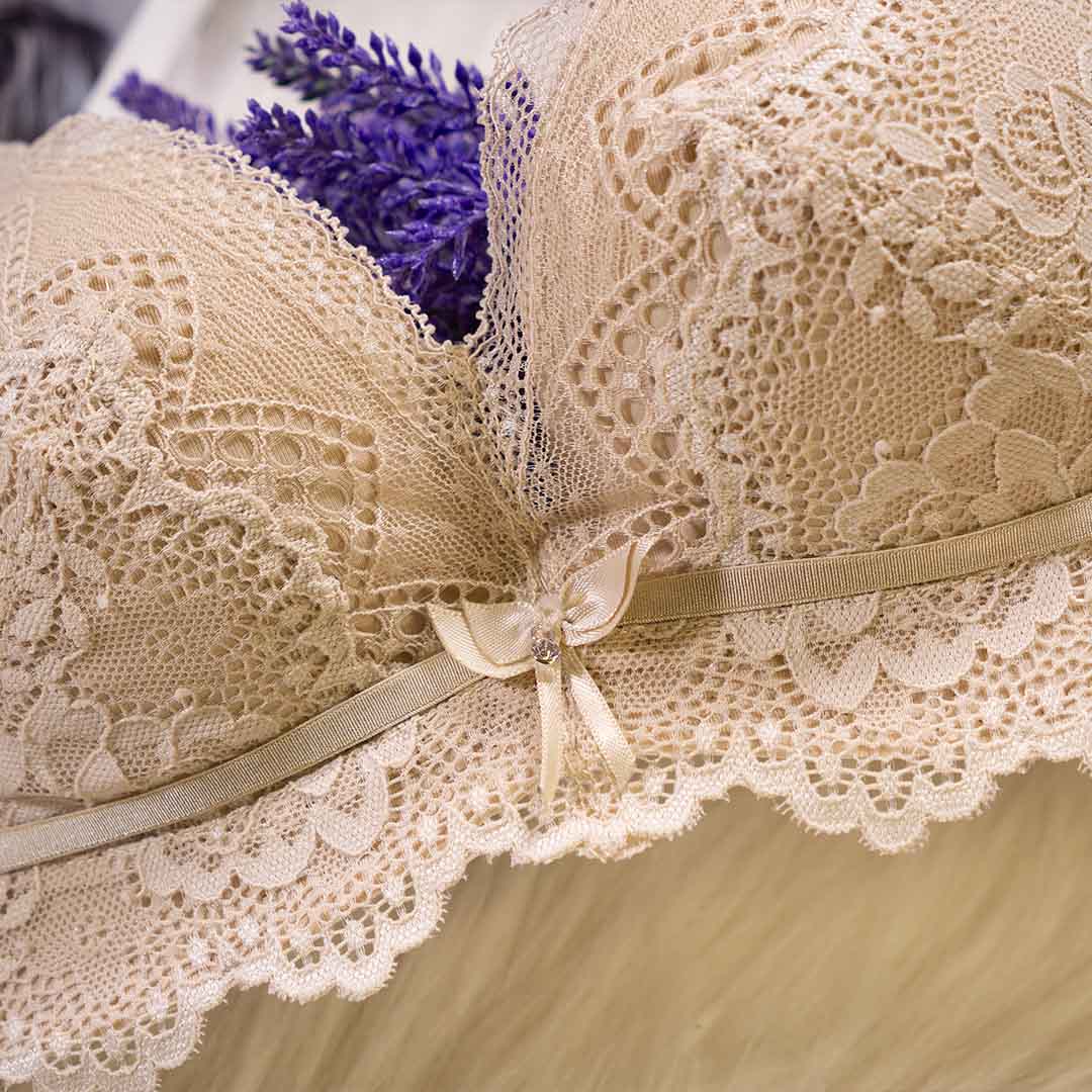 輕氧系列，蕾絲美背透氣聚攏無鋼圈內衣