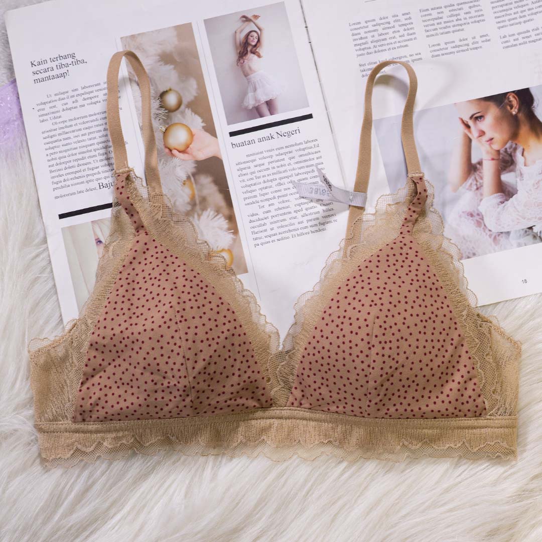 法式性感蕾絲小波點三角杯薄款聚攏無痕內衣