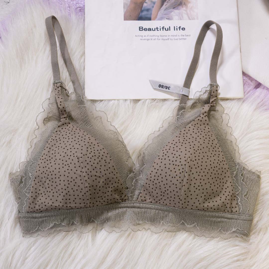 法式性感蕾絲小波點三角杯薄款聚攏無痕內衣