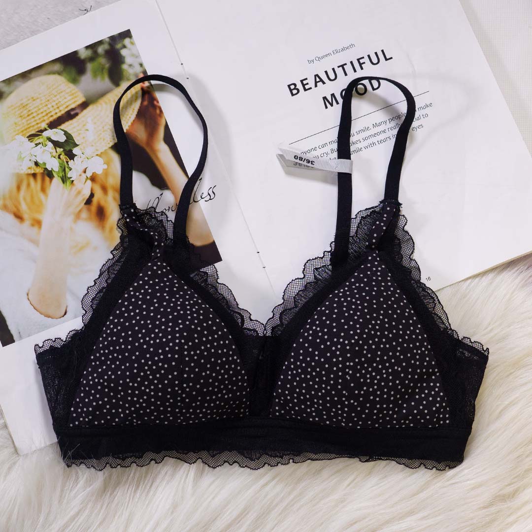 法式性感蕾絲小波點三角杯薄款聚攏無痕內衣