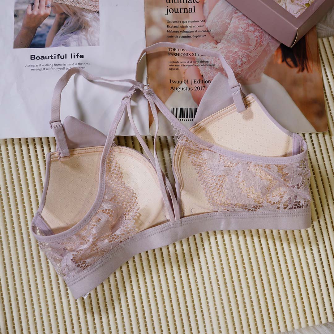 貓咪耳朵二代前扣性感蕾絲交叉美背無鋼圈內衣