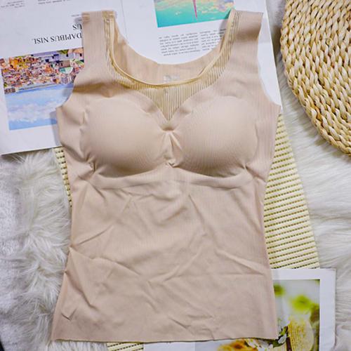 舒適面料彈力條紋無痕蕾絲背心+可拆卸胸墊