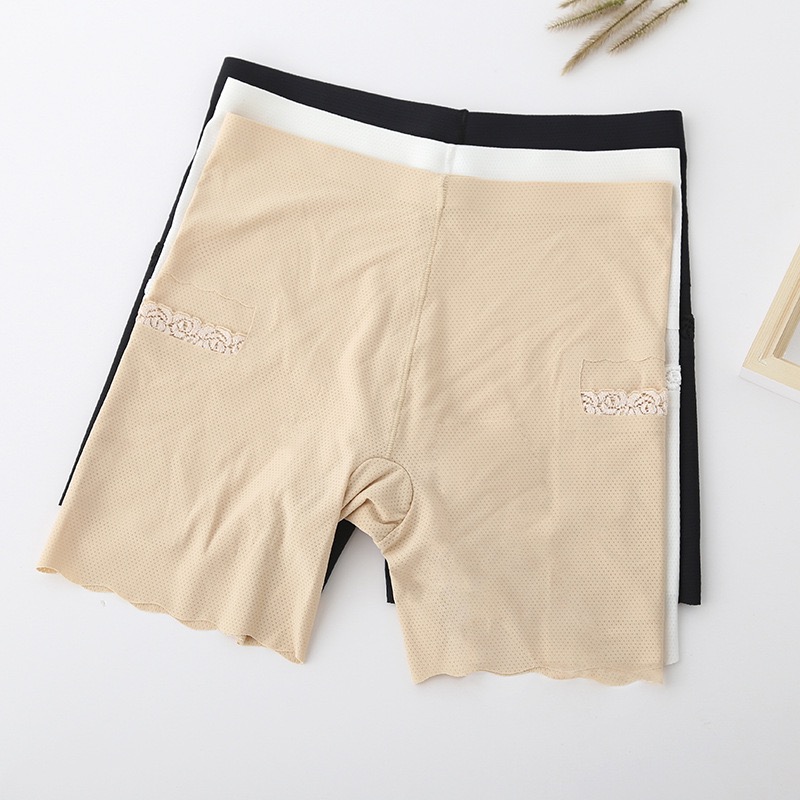 側袋無痕打孔冰絲防走光安全3分褲