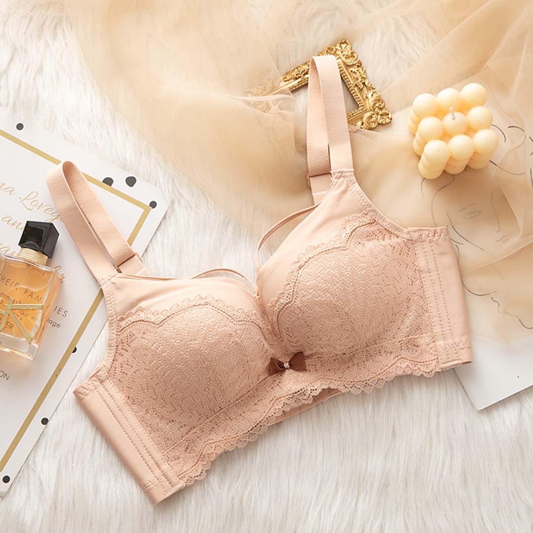 浪漫蕾絲花邊性感V型無鋼圈小胸聚攏調整型內衣