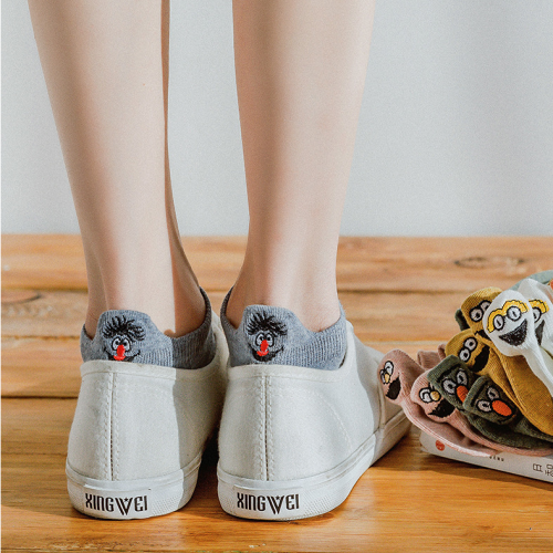 後跟搞怪表情包純棉船襪