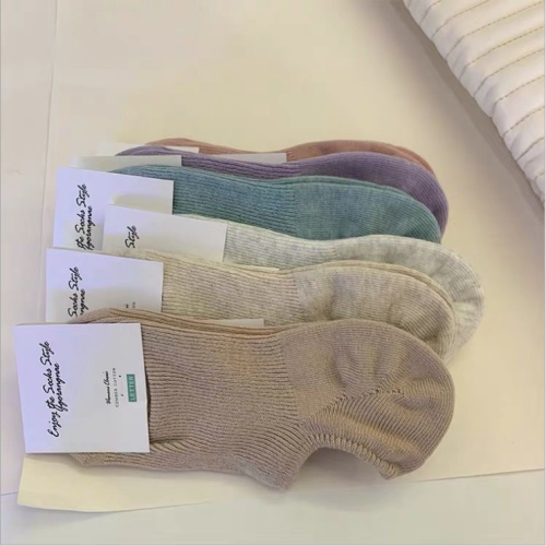 春夏季純色純棉透氣隱形船襪