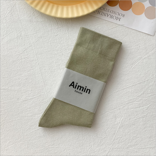 日系莫蘭迪色純棉中筒女襪