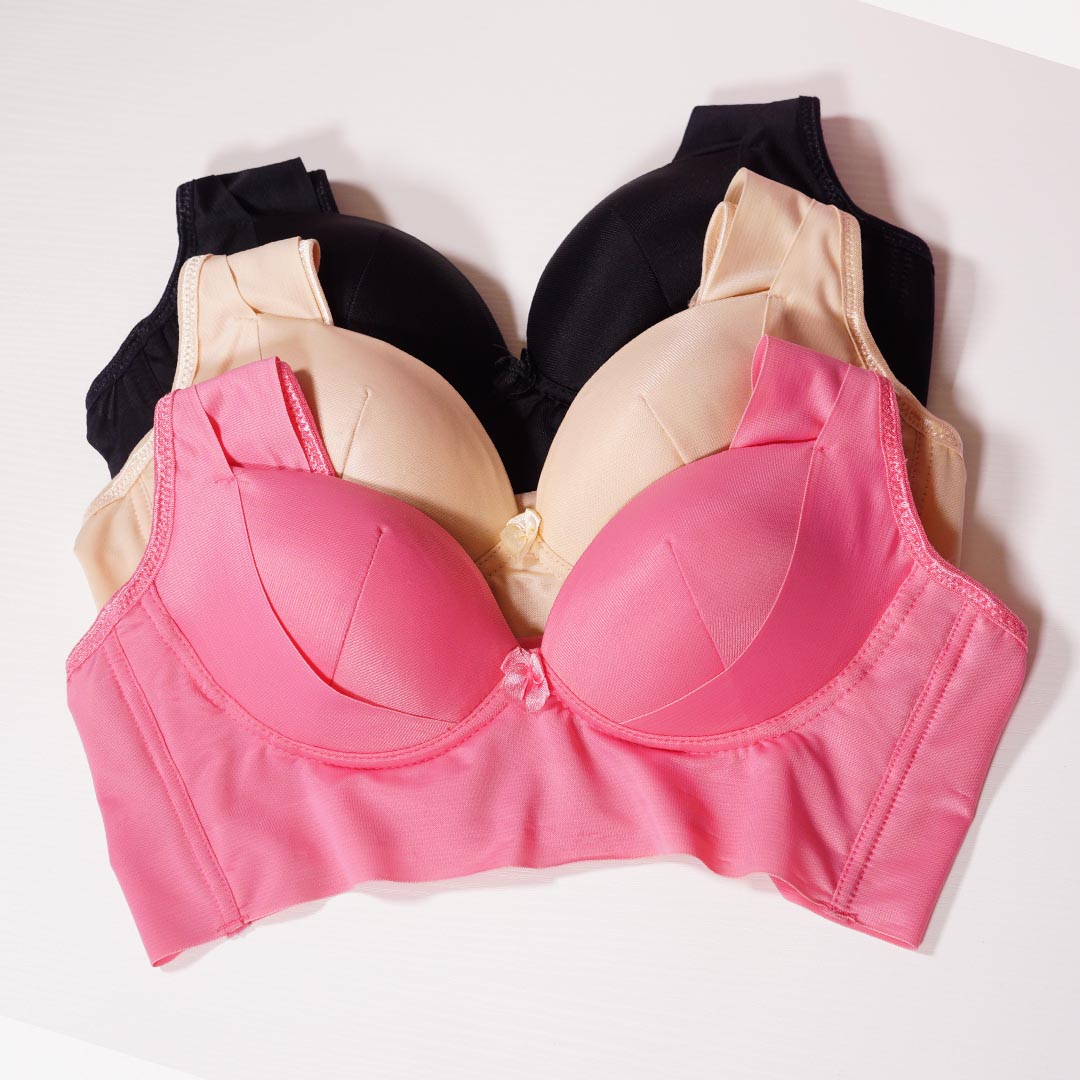 主播推薦! 三段托提無鋼圈 寬肩帶無痕輕薄雕塑(膚桃黑三套組)