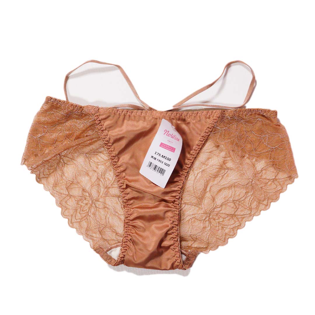 柔軟透氣面料搭配時尚天鵝鑽飾中厚B杯無鋼圈蕾絲無痕內衣-配套褲仔
