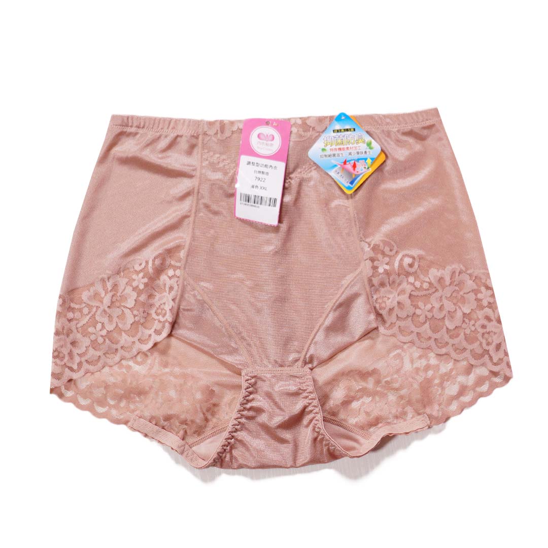 4D立體雕塑提臀束腹褲-蕾絲鎖邊布修飾褲