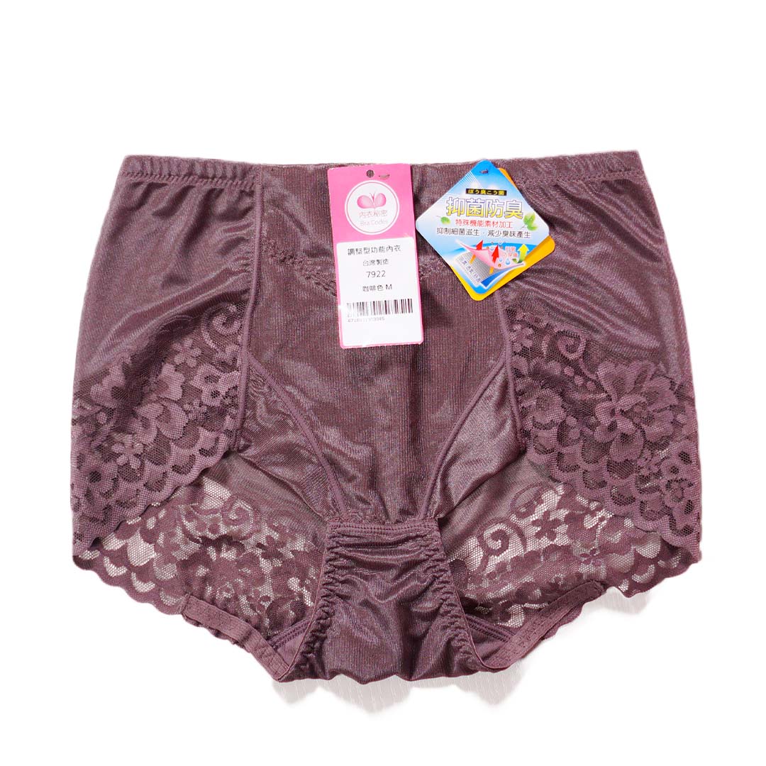 4D立體雕塑提臀束腹褲-蕾絲鎖邊布修飾褲