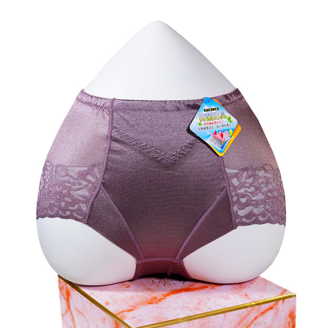 4D立體雕塑提臀束腹褲-蕾絲鎖邊布修飾褲