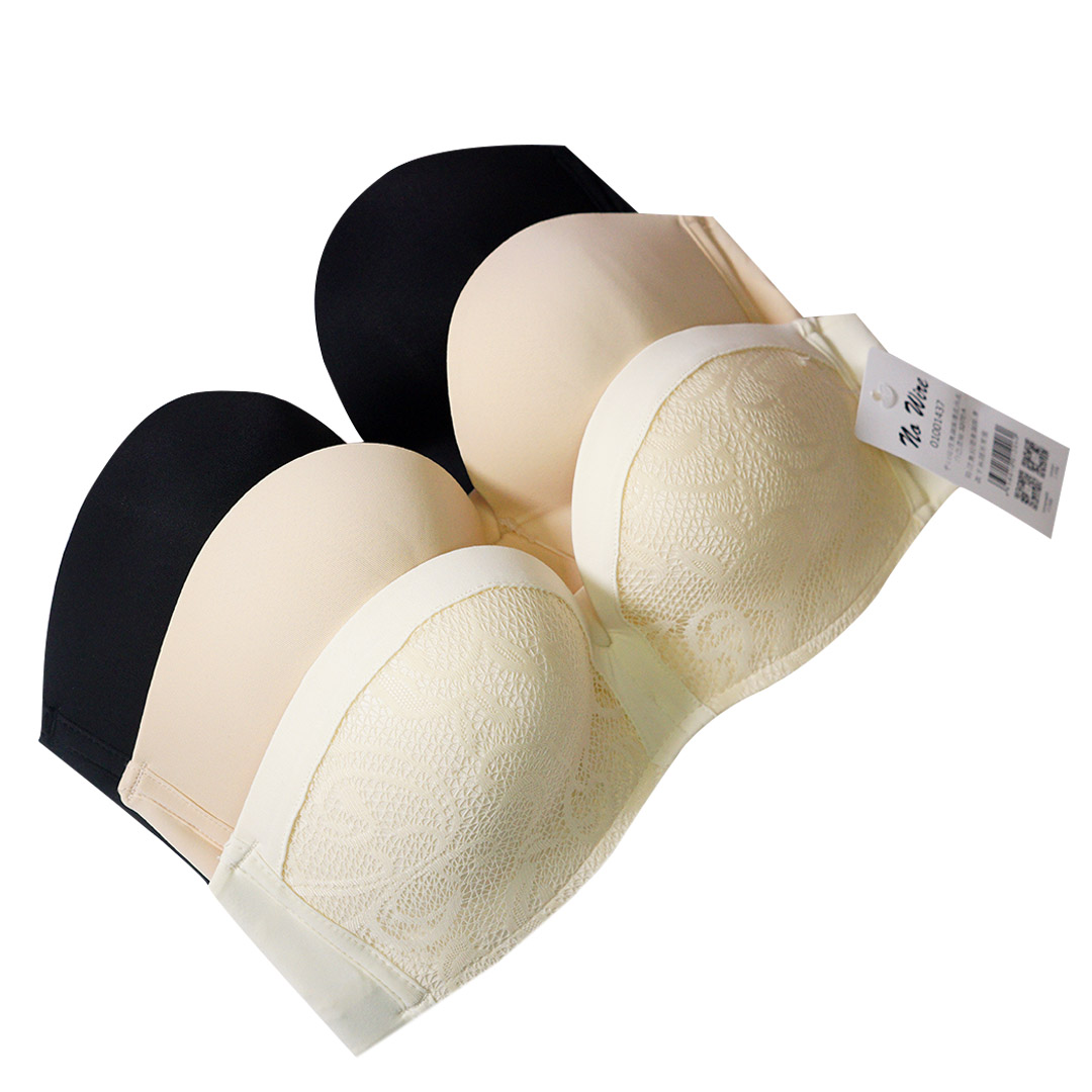 防滑無肩帶無鋼圈薄款半杯隱形聚攏,平口防滑無鋼圈爆乳內衣