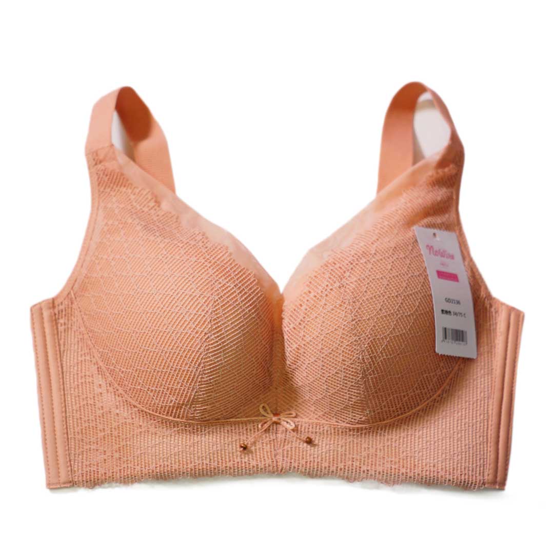 輕薄透氣網格蕾絲無鋼圈聚攏側收大碼C杯調整型內衣