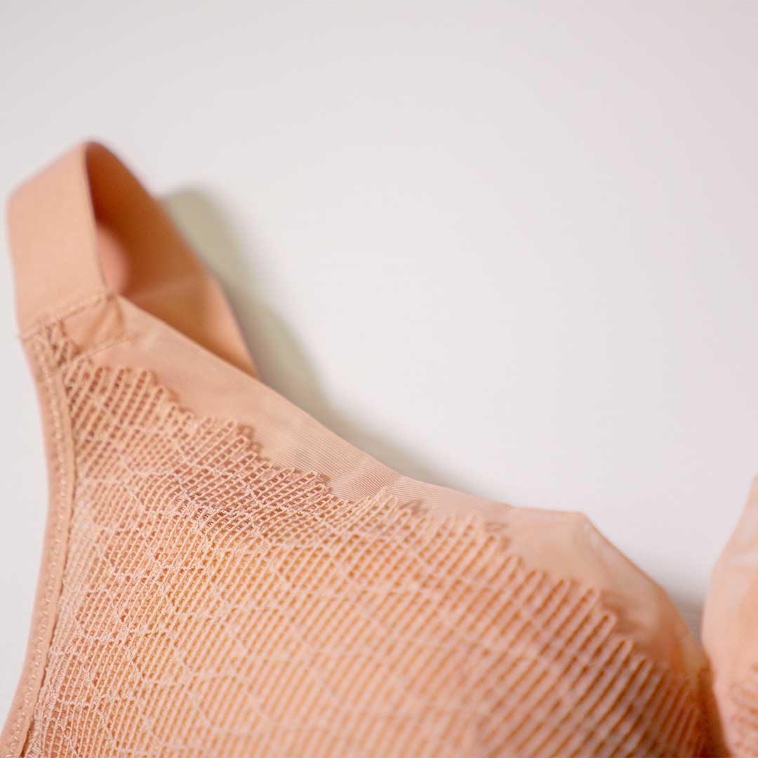 輕薄透氣網格蕾絲無鋼圈聚攏側收大碼C杯調整型內衣