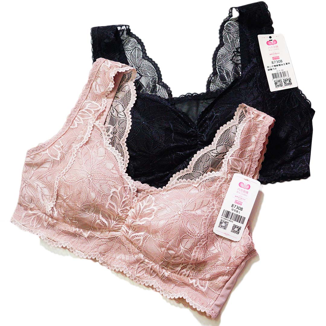 背心式驚艷蕾絲全罩無鋼圈睡眠舒適內衣