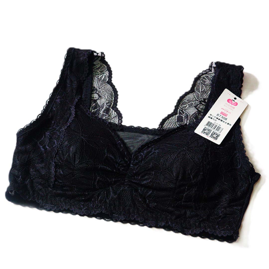 背心式驚艷蕾絲全罩無鋼圈睡眠舒適內衣