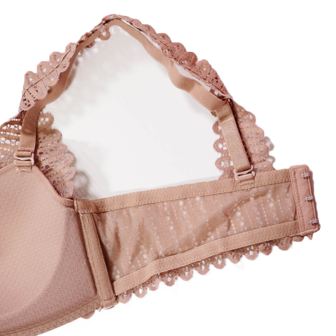 唯美性感鏤空蕾絲深V薄杯無鋼圈寬肩帶內衣 -加送褲仔