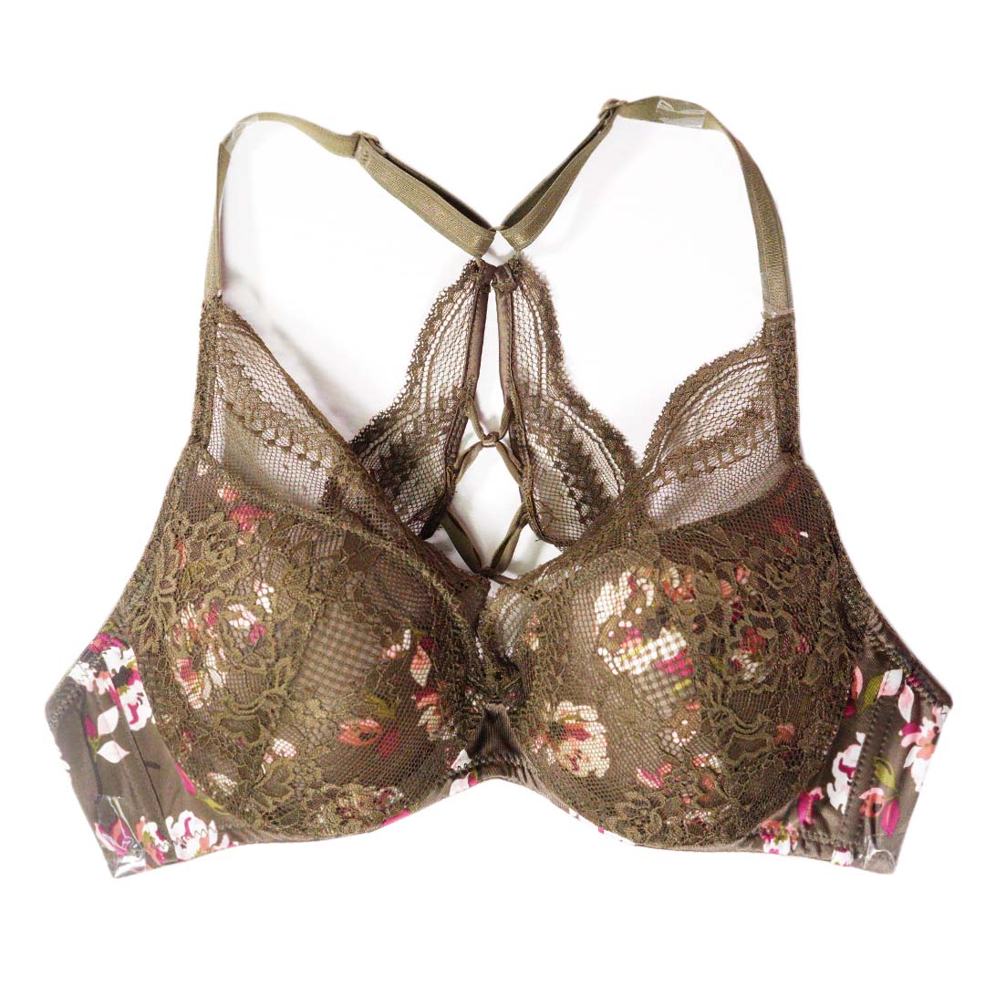 春夏新款緞面碎花，性感蕾絲聚攏內衣