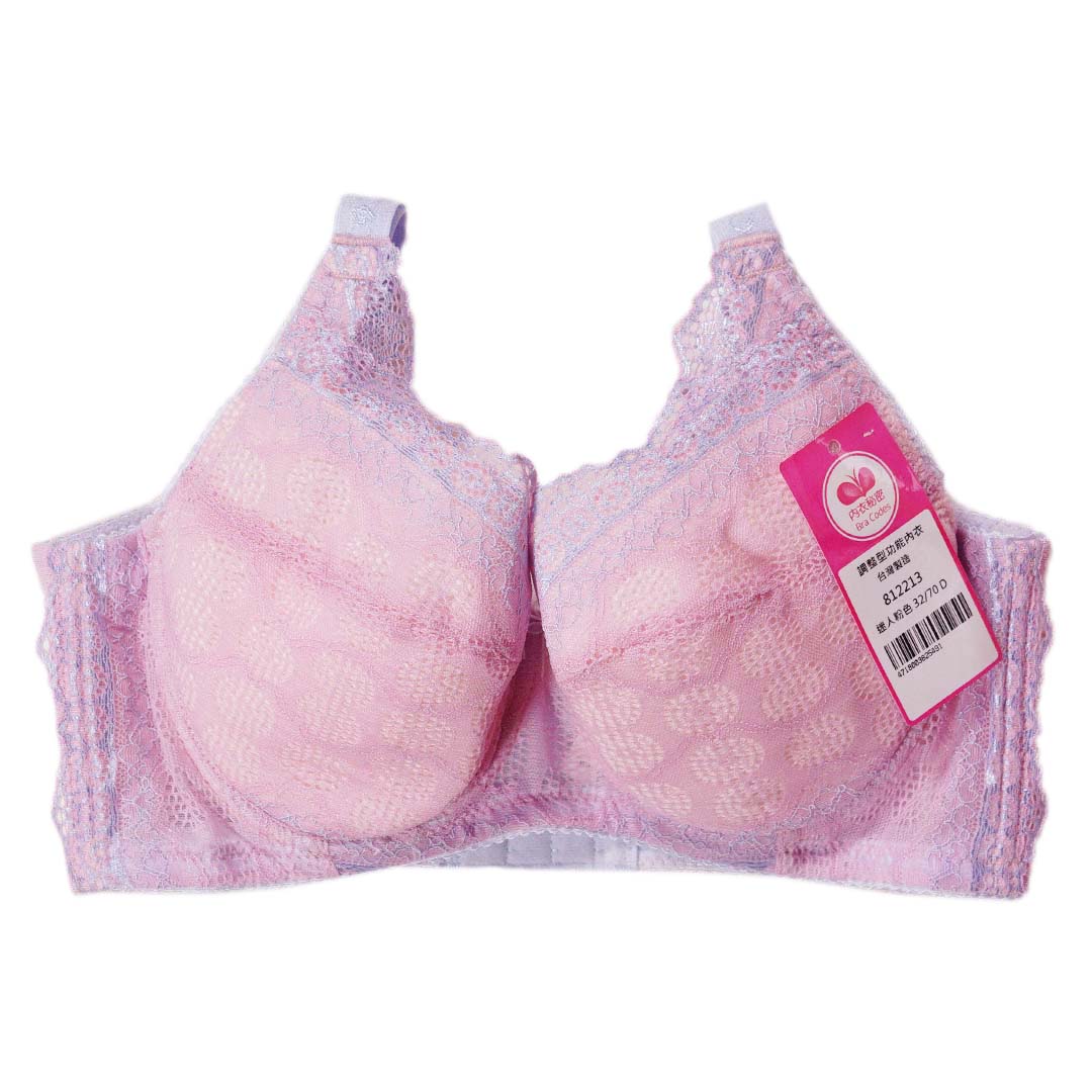 【C-G大尺碼】波波記憶鋼圈包覆蕾絲內衣 紫橙青藍