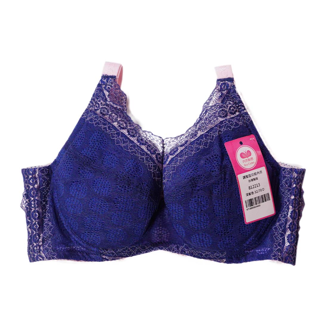 【C-G大尺碼】波波記憶鋼圈包覆蕾絲內衣 紫橙青藍