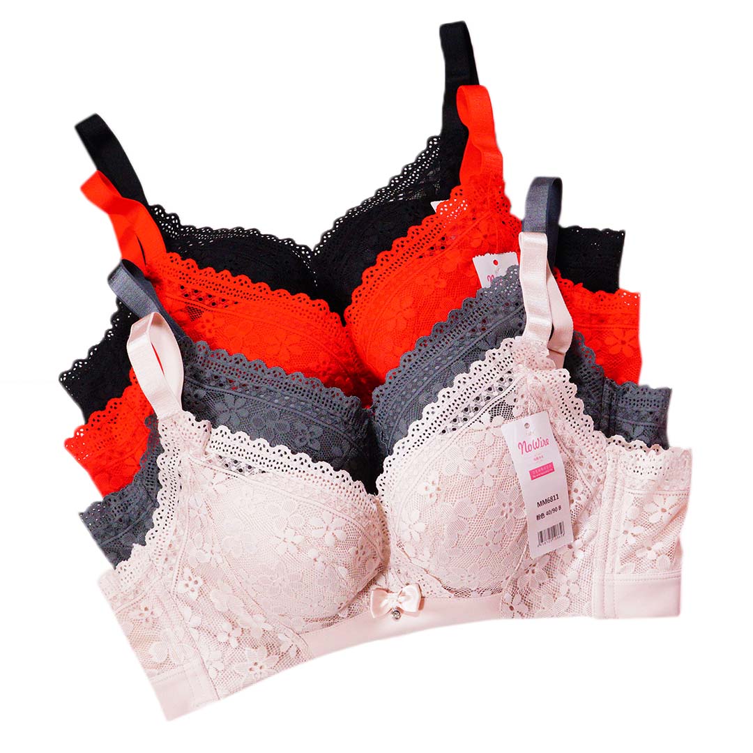 銅纖維科技抗菌材料舒適透氣蕾絲聚攏無鋼圈內衣