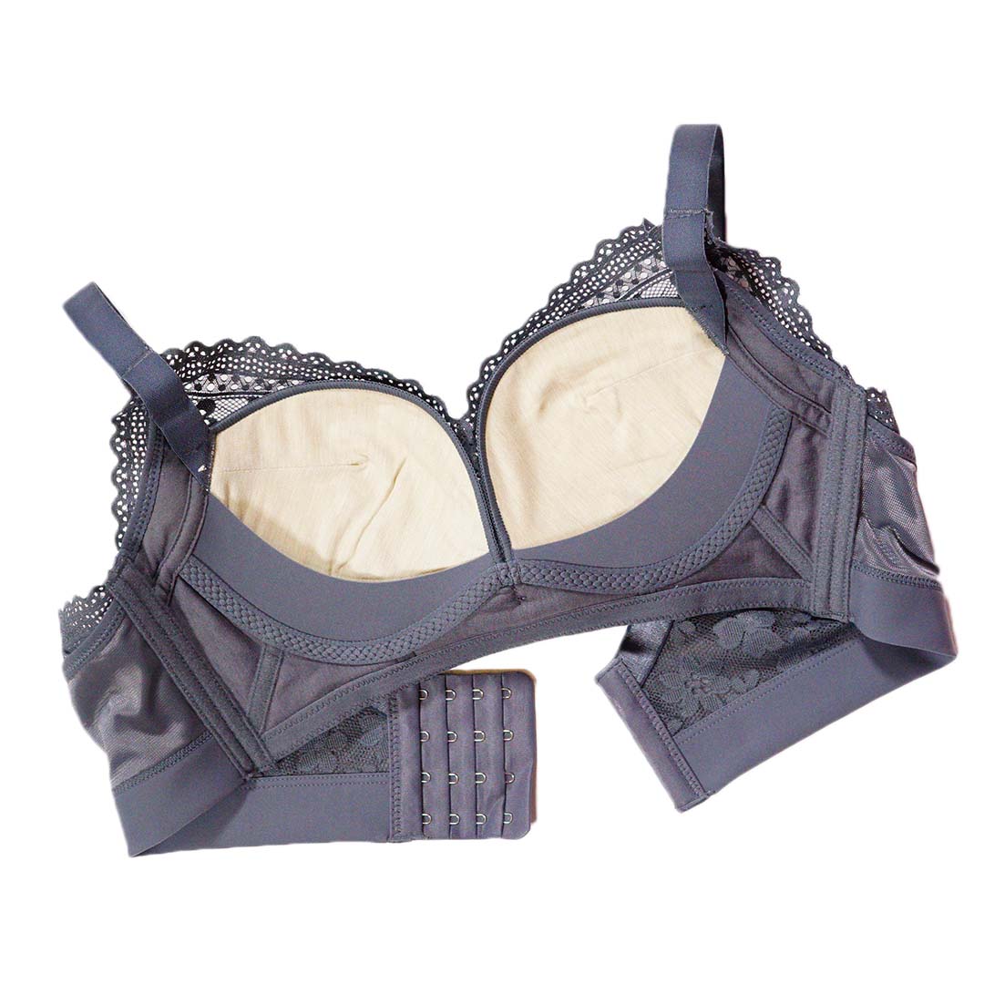 銅纖維科技抗菌材料舒適透氣蕾絲聚攏無鋼圈內衣