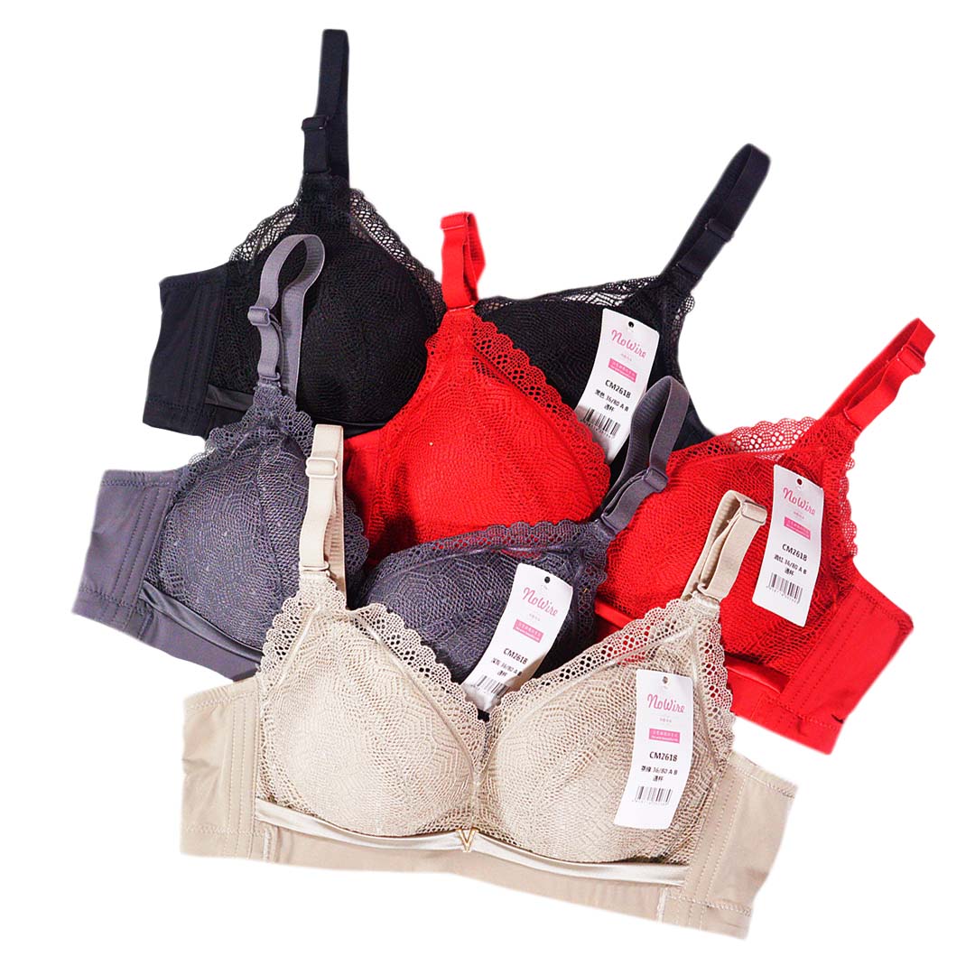 舒適嬰兒棉精緻雞心V字裝飾性感蕾絲杯面防副乳内衣