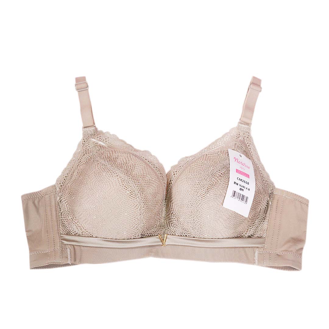 舒適嬰兒棉精緻雞心V字裝飾性感蕾絲杯面防副乳内衣