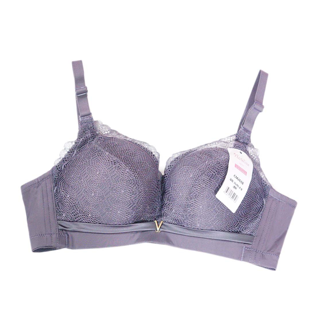 舒適嬰兒棉精緻雞心V字裝飾性感蕾絲杯面防副乳内衣