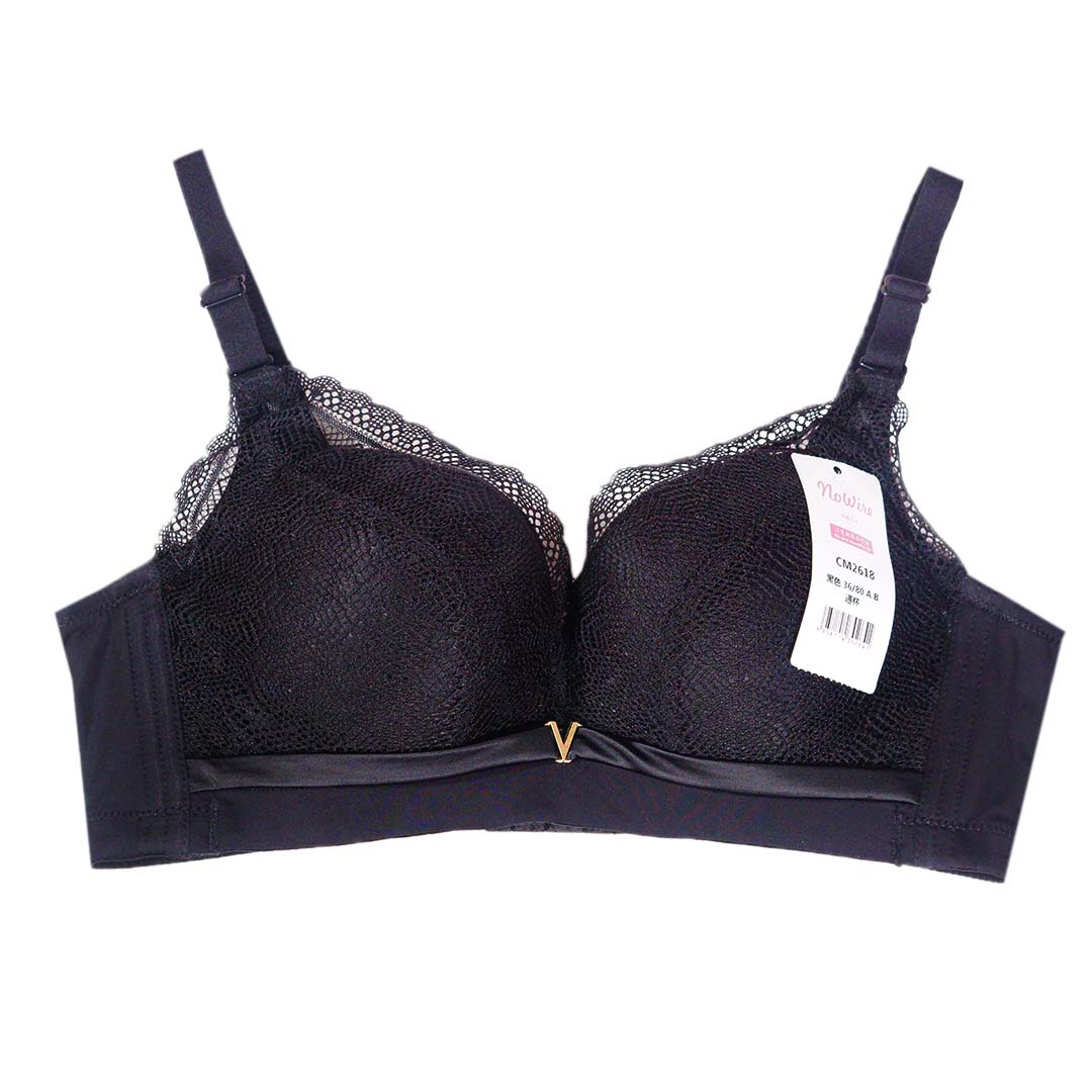 舒適嬰兒棉精緻雞心V字裝飾性感蕾絲杯面防副乳内衣