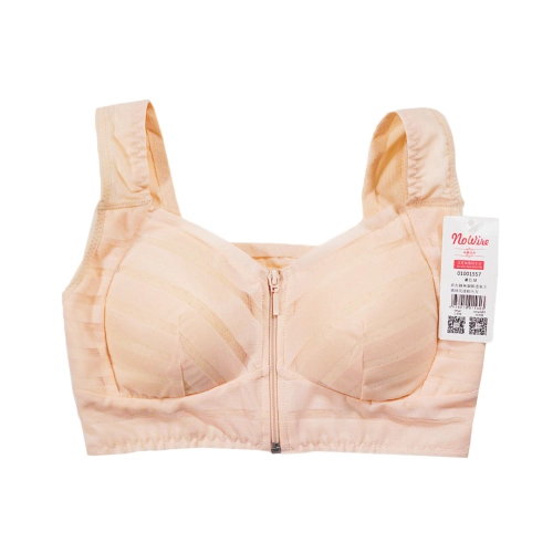 Front zipper without steel ring, breathable large size sleep sports bra