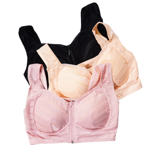 Front zipper without steel ring, breathable large size sleep sports bra