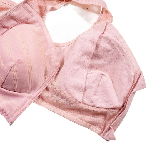 Front zipper without steel ring, breathable large size sleep sports bra