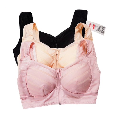 Front zipper without steel ring, breathable large size sleep sports bra